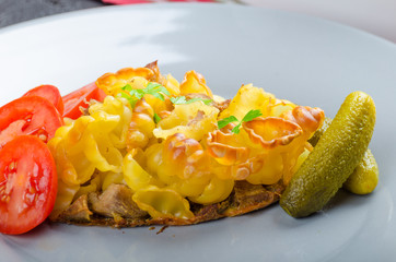 Baked Pasta with pork meat