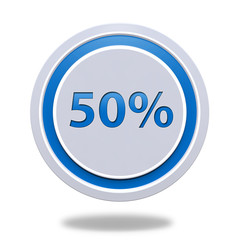 Fivety percent circular icon on white background