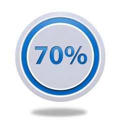 Seventy percent circular icon on white background