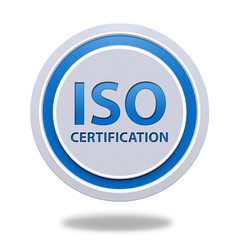 Iso certification circular icon on white background