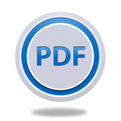 Pdf circular icon on white background