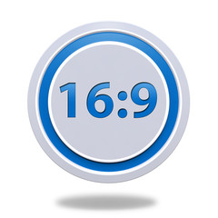 16:9 circular icon on white background
