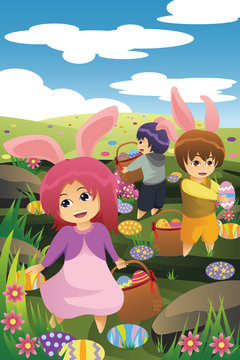 Kids celebrating Easter