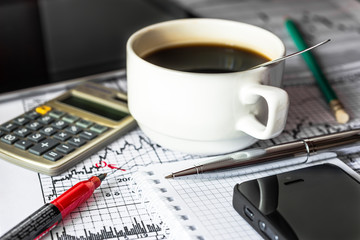 Work in the stock market, time a break, drink a coffee