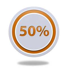 Fivety percent circular icon on white background