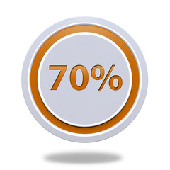 Seventy percent circular icon on white background