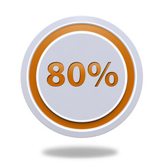 Eighty percent circular icon on white background