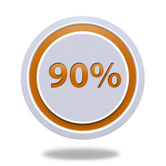 Ninety percent circular icon on white background