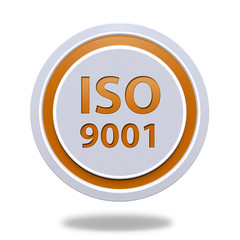 Iso 9001 circular icon on white background