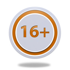 16+ circular icon on white background