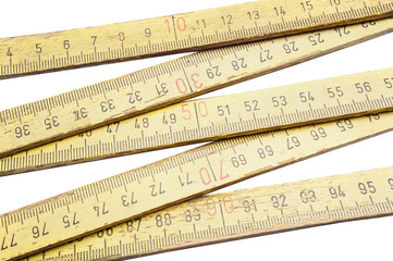 Folding ruler on white background