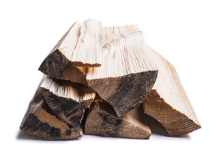 Pile of firewood isolated on a white
