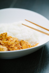 Spicy chicken curry with rice