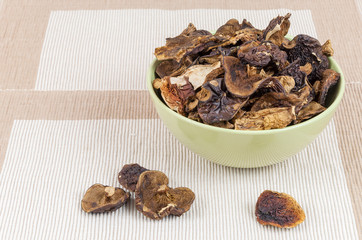 Dried mushrooms in a bowl