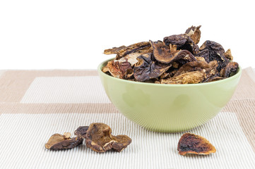 Dried mushrooms in a bowl