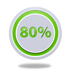 Eighty percent circular icon on white background