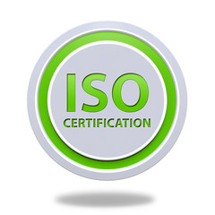 Iso certification circular icon on white background