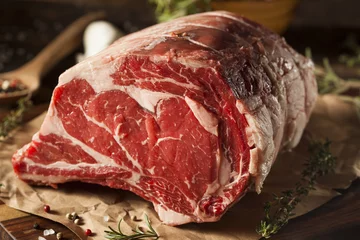 Papier Peint photo autocollant Steakhouse Viande crue de côte de bœuf nourrie à l& 39 herbe