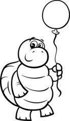 turtle with balloon coloring page