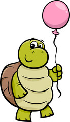 turtle with balloon cartoon illustration