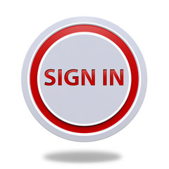 sign in circular icon on white background