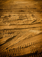 Tire tracks on the sand