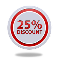 Discount 25 circular icon on white background