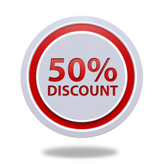 Discount 50 circular icon on white background