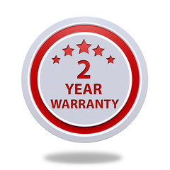Two year warranty circular icon on white background