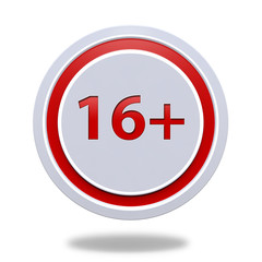 16+ circular icon on white background