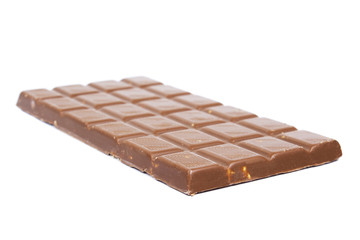 Closeup detail of brown chocolate bar.