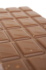 Closeup detail of brown chocolate bar.