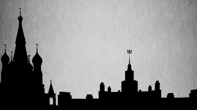 Skyline silhouette of famous Moscow city landmarks