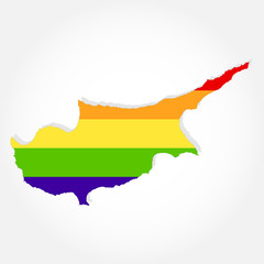 Rainbow flag in contour of Cyprus
