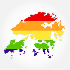 Rainbow flag in contour of Hong Kong