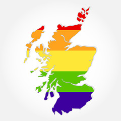 Rainbow flag in contour of Scotland