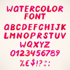 Watercolor pink alphabet
