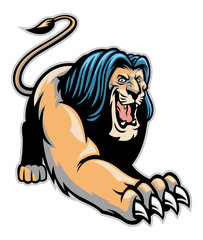 crawling lion mascot