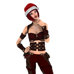 サンタクロース帽子の女性