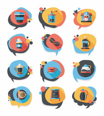 Fototapeta premium Coffee bubble speech flat banner design flat background set, eps