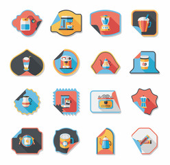 Coffee sticker flat banner background set, eps10