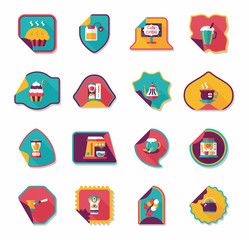 Coffee sticker flat banner background set, eps10