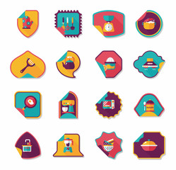 Kitchenware sticker flat banner background set, eps10