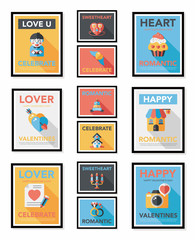 Valentine’s Day poster flat banner design flat background set,