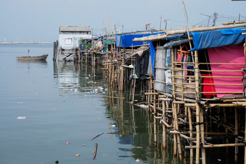 Plastic rubbish pollution in ocean, sea