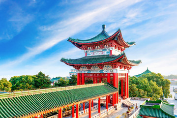 Blue sky and white clouds, ancient Chinese architecture