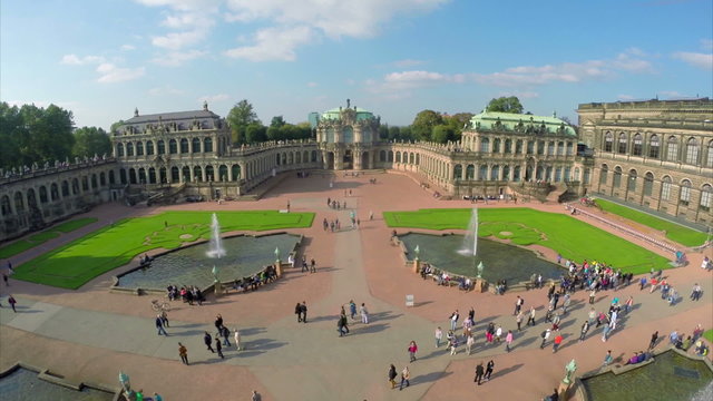 Royal Palace Dresden aerial shot, court place Germany, tourism