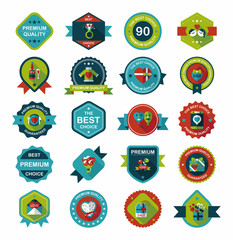 Valentine’s Day badge flat banner design background set, eps10