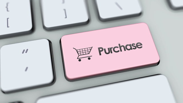 Purchase button on computer keyboard. Key is pressed