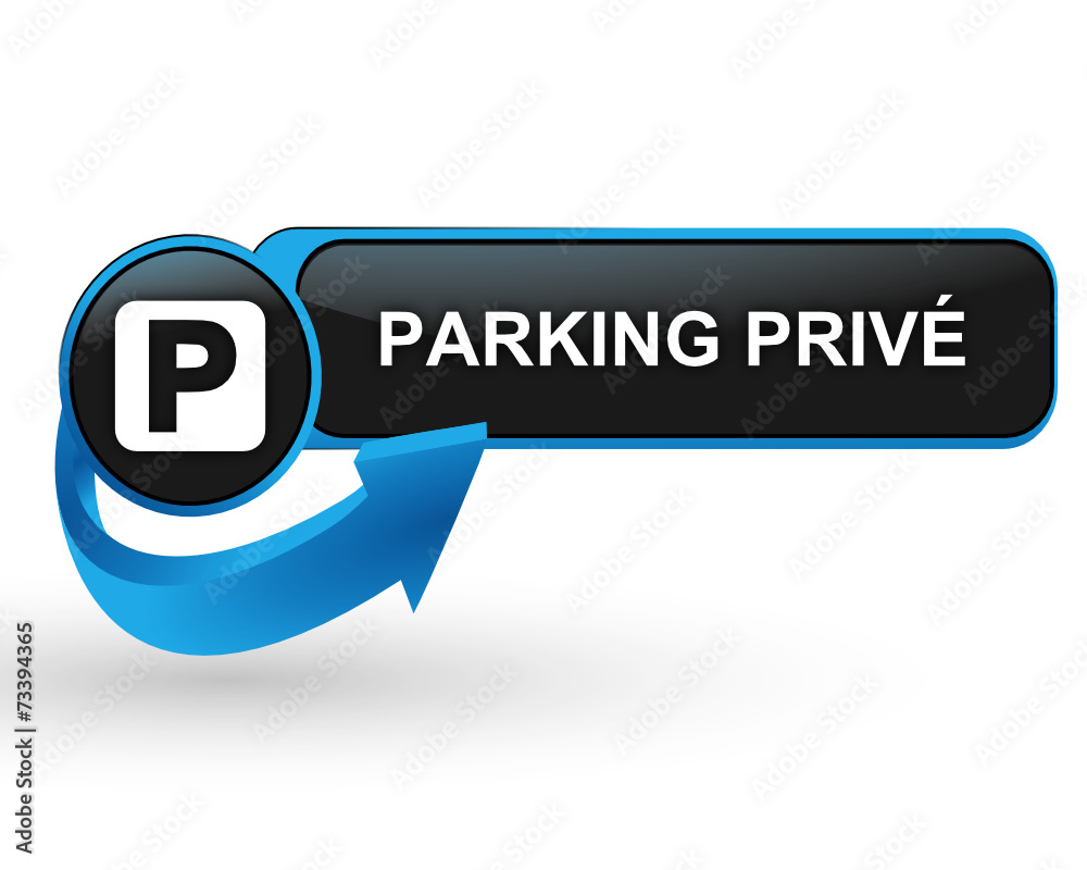 Poster parking privé sur bouton web design bleu